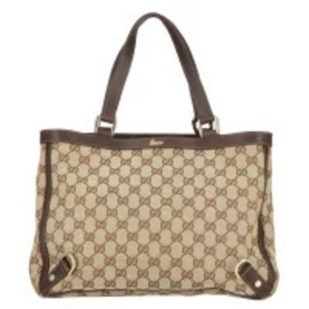 Gucci GG Canvas Abbey Tote bag brown leather trim